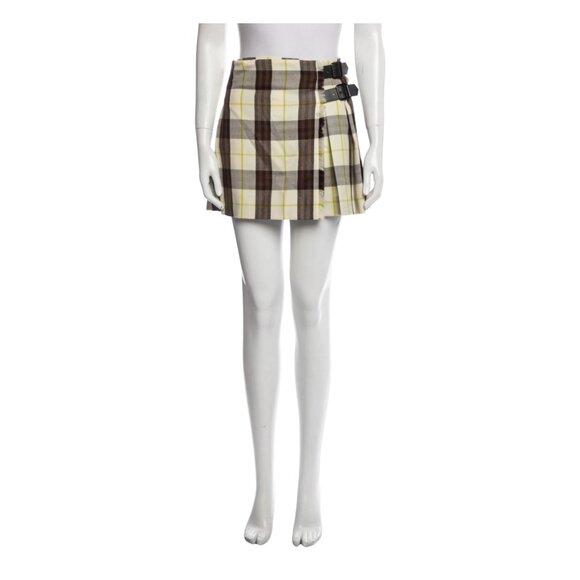 Plaid Brown and Yellow Burberry skirt USA 12 - Picture 1 of 16